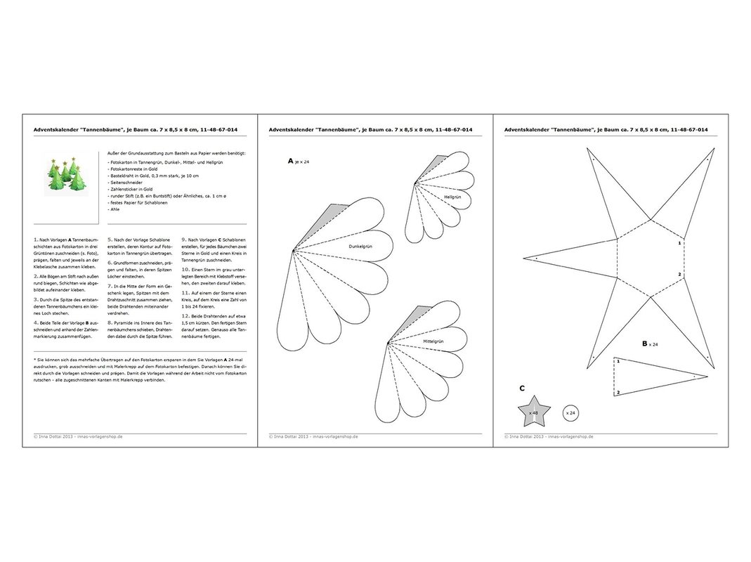 Adventskalender – kleine Tannenbäume – Bastelvorlagen mit Anleitung - Bild 4