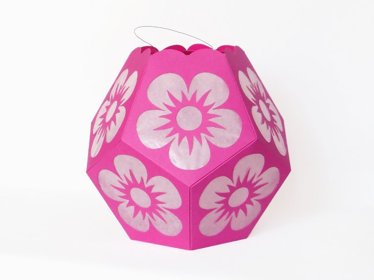 St. Martin-Laterne in Rosa mit Blumen – Bastelvorlagen und Anleitung