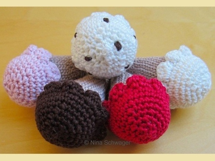 Eis, Eiscreme, Eistüte, Eiswaffel gehäkelt