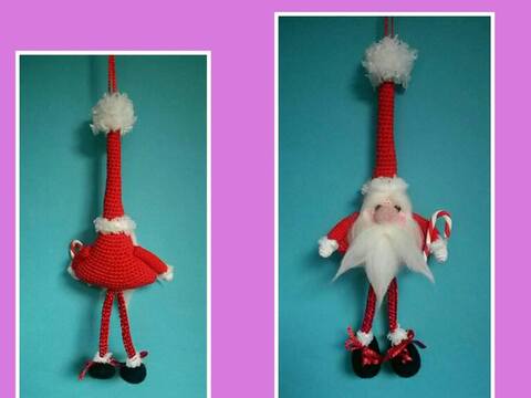 Amigurumi Weihnachtsmann Anhänger 20 cm Lang