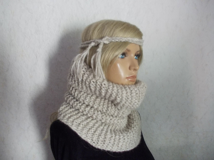 Strickanleitung für Rundschal, Schlauchschal mit Häkelband