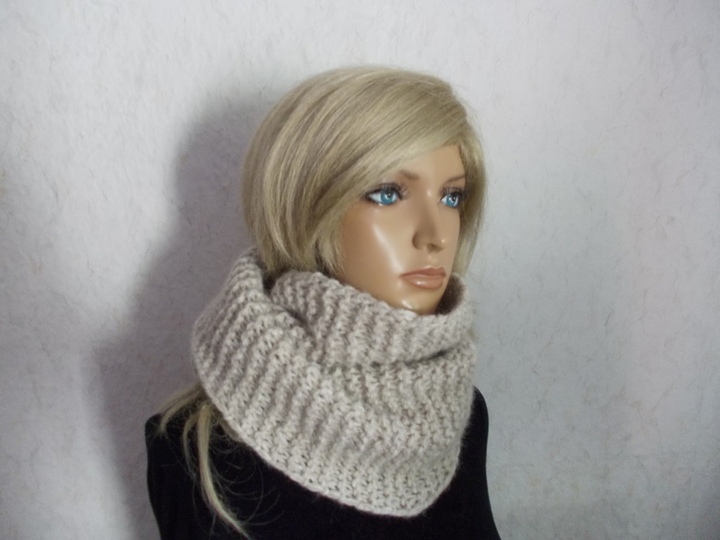 Strickanleitung für Rundschal, Schlauchschal mit Häkelband