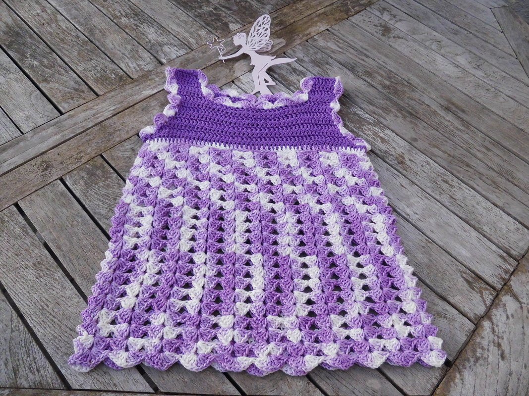 Häkelanleitung,Häkelkleid in Lila gr.86-92(98-104)110-116