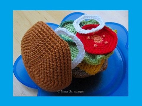 Hamburger, Cheeseburger, Burger gehäkelt