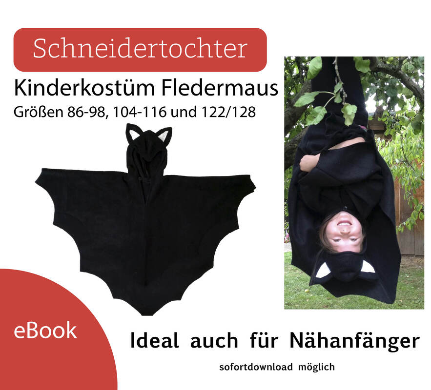 Nähanleitung Kinderkostüm Fledermaus Gr. 86-128