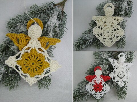 Häkelanleitung - 3 Granny-Square-Engel
