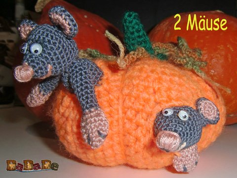 Hilfe, Mäuse im Kürbis, die Herbst Dekoration - gehäkelt von Dadade 