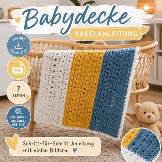 Babydecke häkeln, Häkelanleitung Babydecke inkl. Häkelschrift