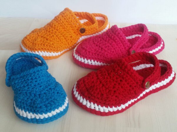 Pattern "Crocheted Clogs", Sizes 6/6.5, 7.5/8.5, 9/10, 10.5/11