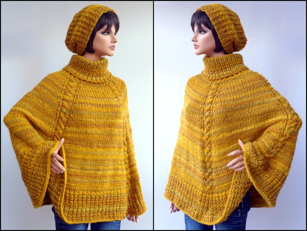 Warmer Poncho - Universalgröße, Strickanleitung für Anfänger