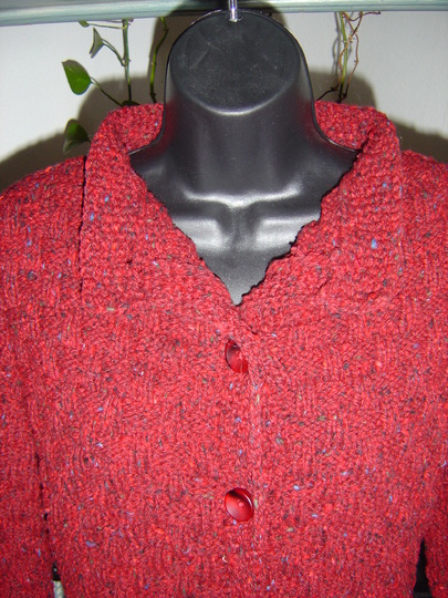 Korbmuster-Strickjacke Tweed