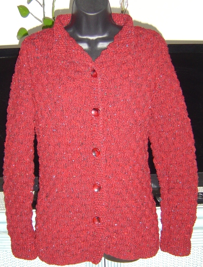 Korbmuster-Strickjacke Tweed