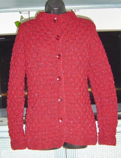 Korbmuster-Strickjacke Tweed