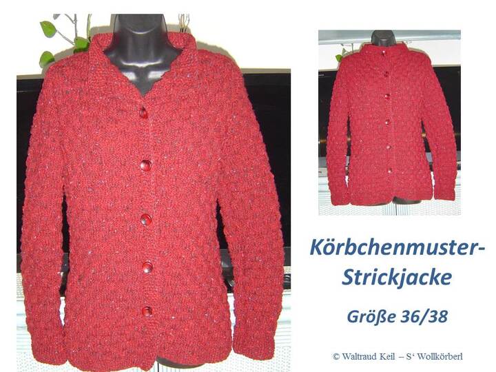Korbmuster-Strickjacke Tweed