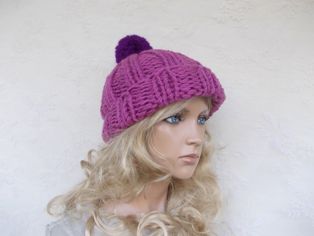 Strickanleitung für eine Bommelmütze, Pudelmütze, slouch