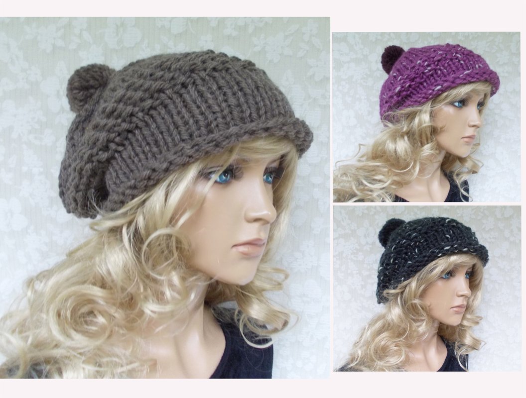 Strickanleitung für Beanie, Bommelmütze, slouchy