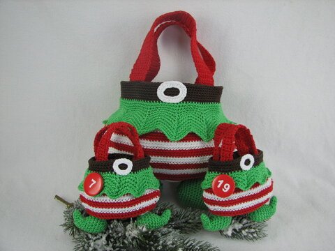Häkelanleitung Tasche und Adventskalender "Wichtel"