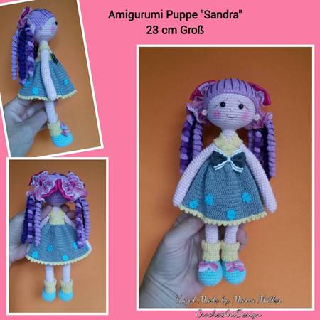Amigurumi doll „Sandra" 23 cm tall English Pattern