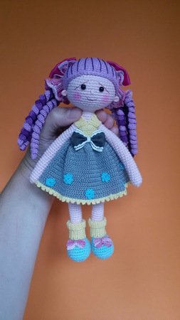 Amigurumi doll „Sandra" 23 cm tall English Pattern