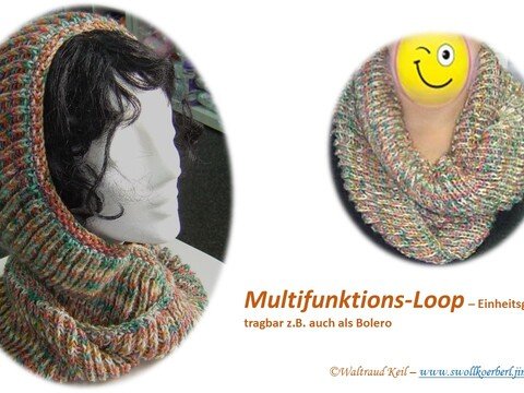 Multifunktions-Loop-Bolero-Nierenwärmer-Schulterwärmer-Mützenschal gestrickt