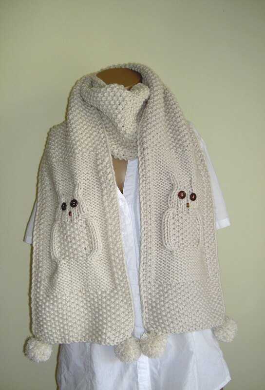 Strickanleitung Eulenschal / Schal mit Eulenmotiv - Bild 2