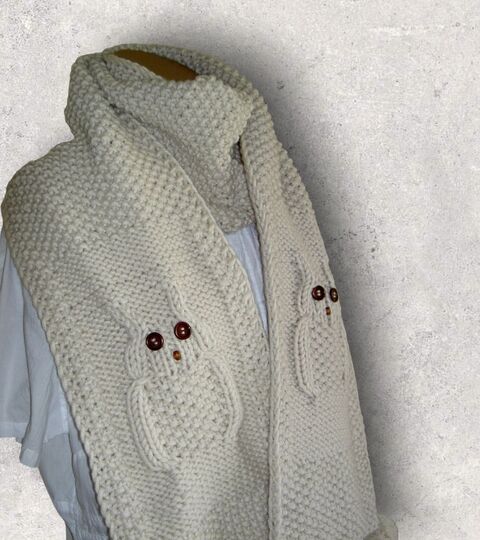 Strickanleitung Eulenschal / Schal mit Eulenmotiv   #032