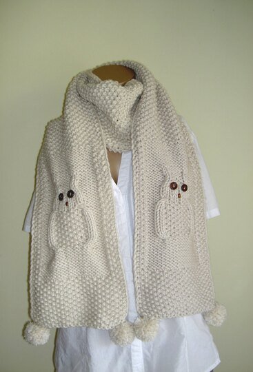 Strickanleitung Eulenschal / Schal mit Eulenmotiv   #032