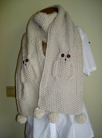 Strickanleitung Eulenschal / Schal mit Eulenmotiv   #032