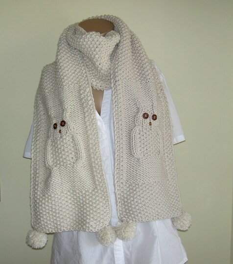 Strickanleitung Eulenschal / Schal mit Eulenmotiv   #032