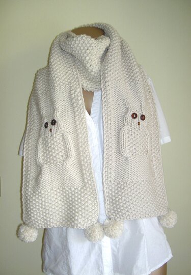 Strickanleitung Eulenschal / Schal mit Eulenmotiv   #032