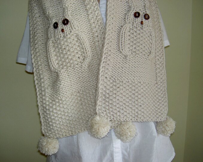 Strickanleitung Eulenschal / Schal mit Eulenmotiv   #032