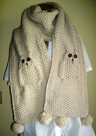 Strickanleitung Eulenschal / Schal mit Eulenmotiv   #032
