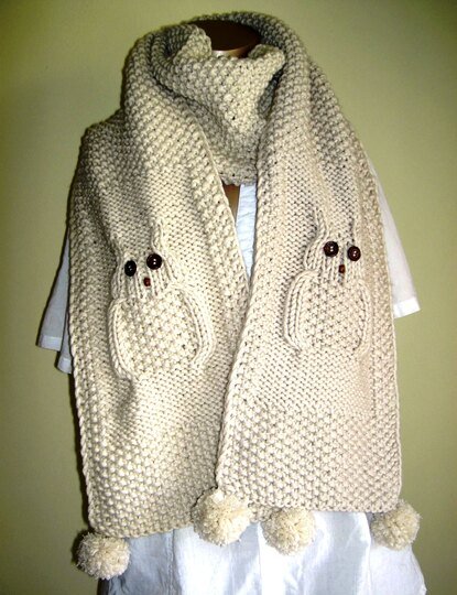 Strickanleitung Eulenschal / Schal mit Eulenmotiv   #032