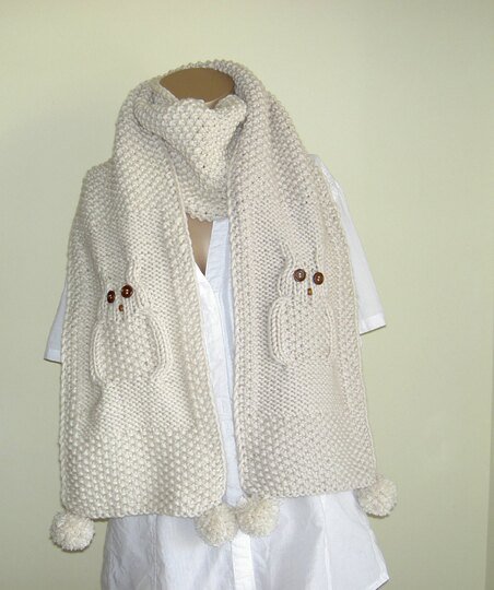 Strickanleitung Eulenschal / Schal mit Eulenmotiv   #032
