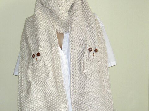 Strickanleitung Eulenschal / Schal mit Eulenmotiv 