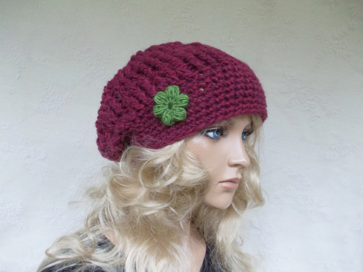 Häkelanleitung für Beanie, Häkelbeanie, Häkelblüten, slouchy