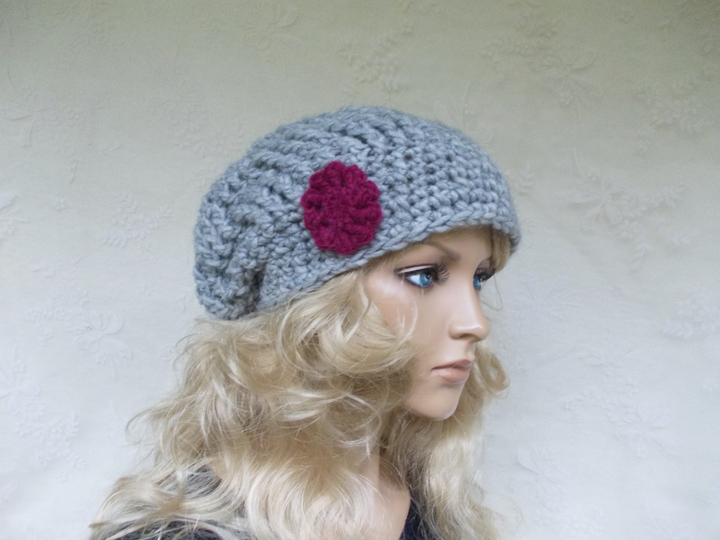 Häkelanleitung für Beanie, Häkelbeanie, Häkelblüten, slouchy