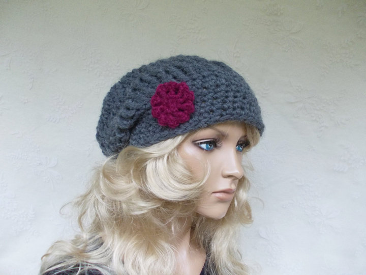 Häkelanleitung für Beanie, Häkelbeanie, Häkelblüten, slouchy