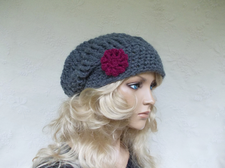 Häkelanleitung für Beanie, Häkelbeanie, Häkelblüten, slouchy