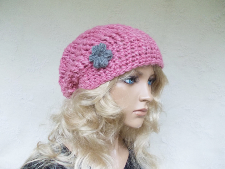 Häkelanleitung für Beanie, Häkelbeanie, Häkelblüten, slouchy