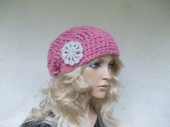 Häkelanleitung für Beanie, Häkelbeanie, Häkelblüten, slouchy