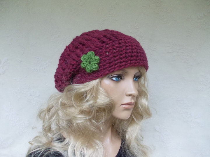 Häkelanleitung für Beanie, Häkelbeanie, Häkelblüten, slouchy
