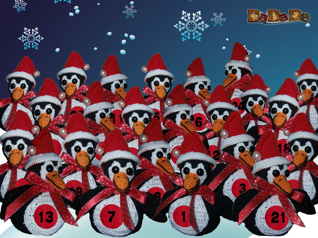 Adventskalender Pinguin, der Pinguin für Weihnachten - gehäkelt von Dadade - Bild 10