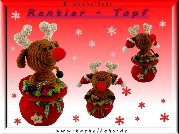Rentier im Topf -- Häkelanleitung von Haekelkeks®