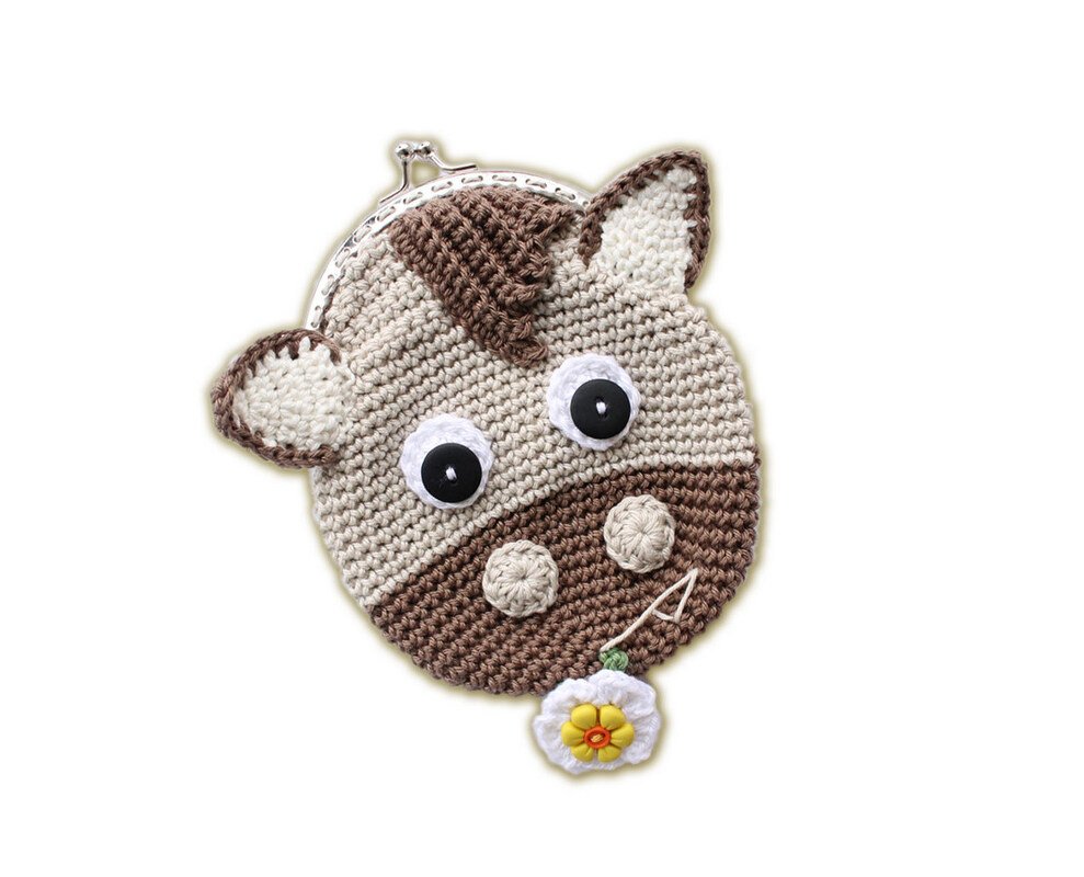 Geldtasche "Pferd mit Blume", Gr. 12 x 15 cm