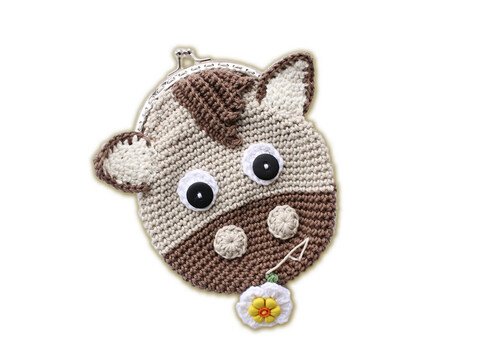 Geldtasche "Pferd mit Blume", Gr. 12 x 15 cm