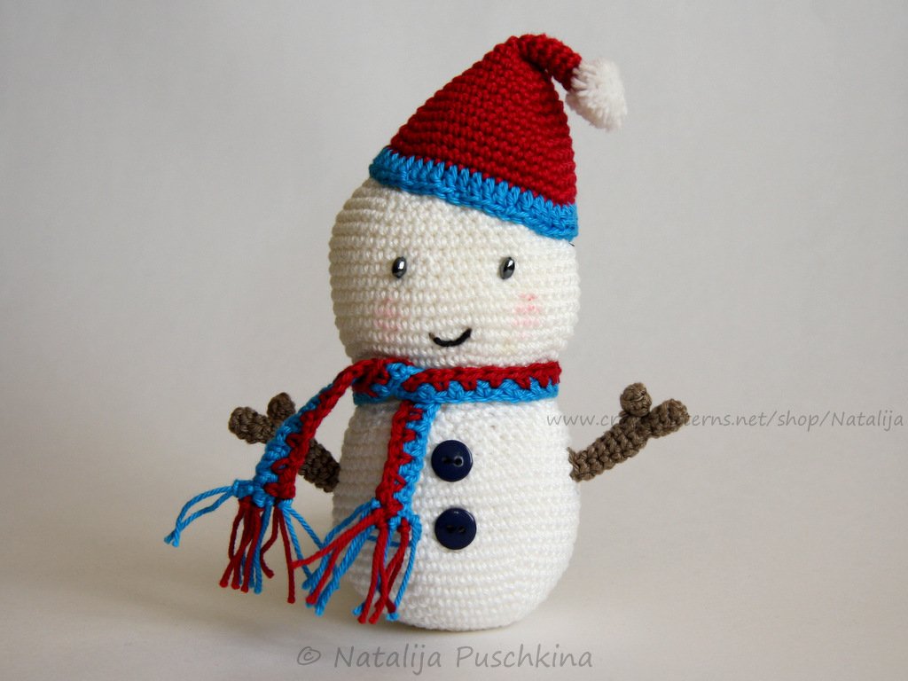 Kostenlose Häkelanleitung - Lustiger Schneemann mit Mütze und Schal - Bild 2