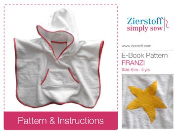 FRANZIs bathing poncho / hooded bath towel pattern, sizes 62-104 / 6 mo.- 4/5 yrs.