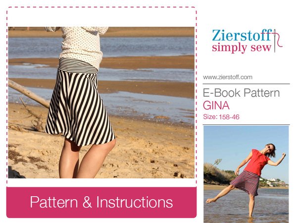 GINAs jersey skirt pattern, sizes 158 – women´s 46 / Kids M – women´s L