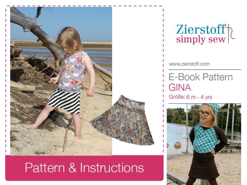 GINAs jersey skirt pattern, sizes 62-104 / 6 mo. – 4/5 yrs.